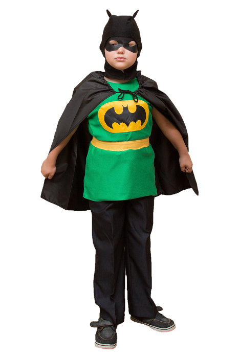 Костюм Бэтмен трикотаж Костюм Бэтмена из трикотажа для мальчика, в комплекте: шапка, маска, безрукавка, пояс и плащ