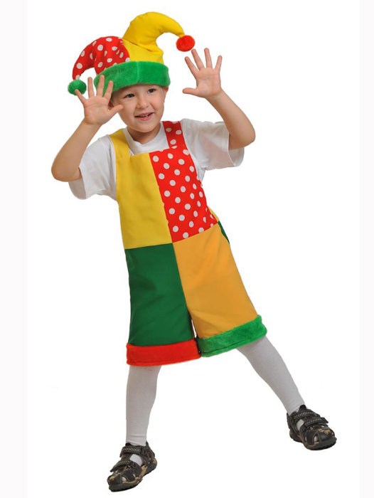 Костюм Скоморох ткань-плюш 2011 Детский костюм Скомороха для мальчика 3-5 лет!  В комплекте: колпак и полукомбинезон. 