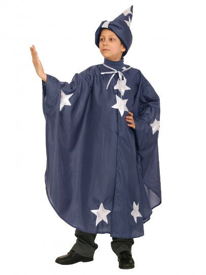 Костюм Звездочет синий Ве1011 Детский костюм звездочета. В комплекте шляпа и плащ со звездами