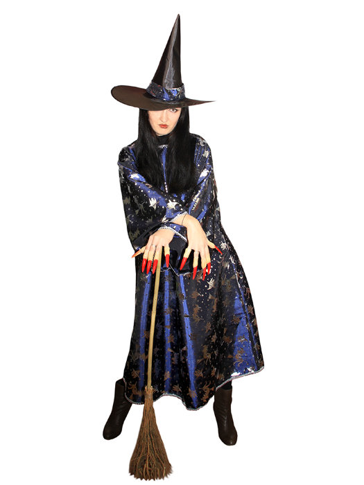 Женский костюм Ведьма Женский карнавальный костюм Ведьмы, размер 46. В комплекте: колпак, платье, метла и ногти.