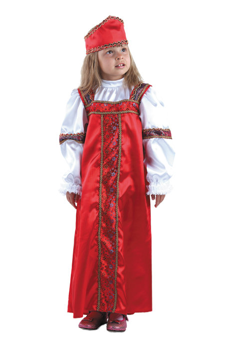 Костюм Марья искусница 7006 Костюм для девочки в русском народном стиле, состоит из сарафана (блузка + сарафан - это единое целое) и кокошника