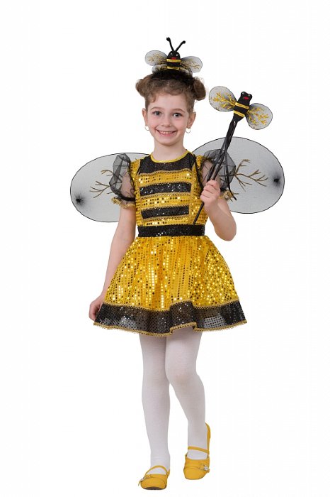 Костюм Пчелка 8024 Костюм Пчелки для девочки. В комплект входит платье, крылышки и ободок, волшебная палочка