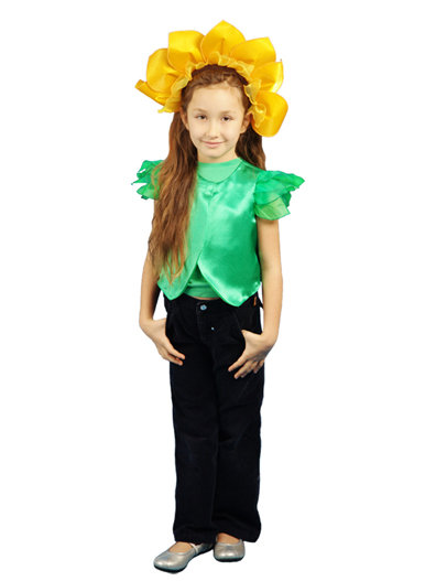Костюм Подсолнух Ве6052  Легкий и оригинальный детский карнавальный костюм "Подсолнух". В комплекте: жилетка и ободок