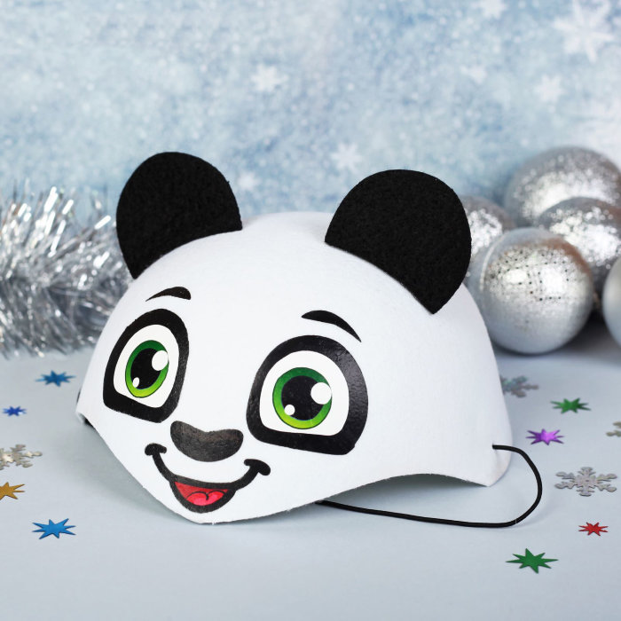 Панда шляпа фетровая Карнавальная фетровая шапочка Панда для девочки или мальчика 3-8 лет