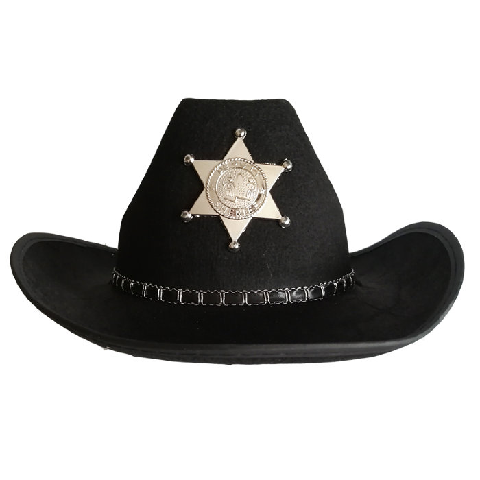 Шляпа Шерифа Карнавальная шляпа шерифа со значком и шнурком, объем головы 58см