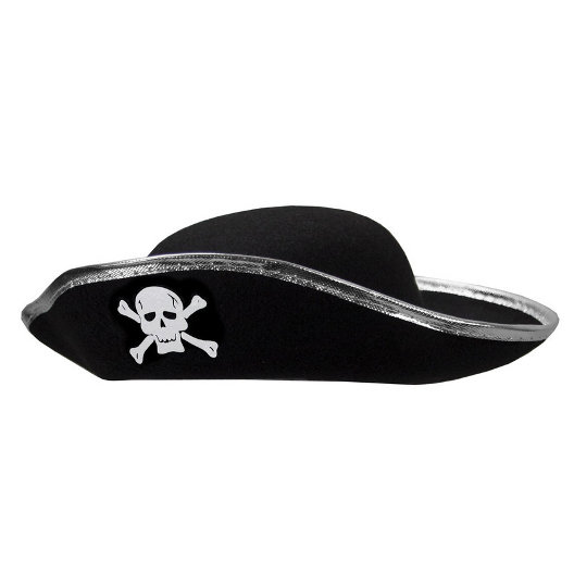 Шляпа пирата детская с черепом и серебряным кантом Шляпа треуголка дополнит образ пирата или разбойника