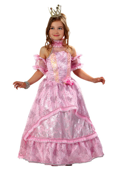Костюм Золушка Принцесса розовая 482 Детский костюм принцессы для девочки, состоит из платья с нарукавниками и диадемы