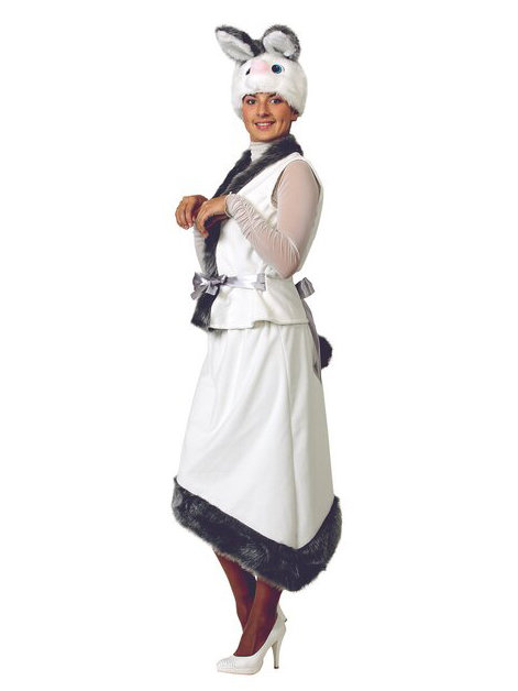 Костюм Зайка 6037 д/взр Женский карнавальный костюм Зайка, размер 44-46, в комплекте жакет, маска и юбка