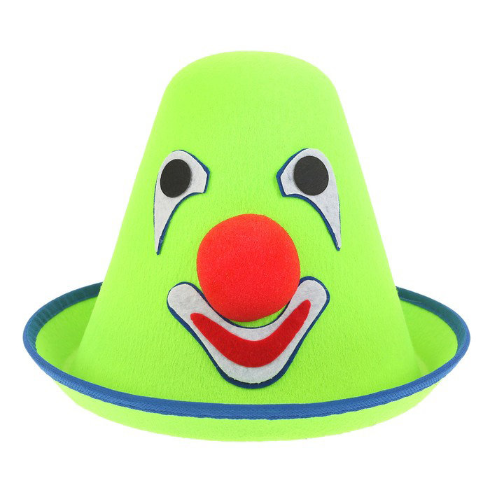 Шапка клоуна из фетра зеленая Яркая зеленая фетровая шапка клоуна 