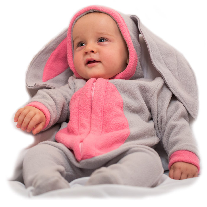 Комбинезон малышка Зайка, Зайчик Костюм для ребенка 6-9 месяцев на рост 65-75см, розовый или серый. В комплекте: флисовый комбинезон