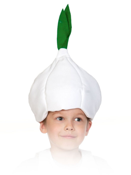 Шапочка Чеснок 4128 Карнавальная шапочка Чеснок на праздник урожая для детей 4-7 лет. 