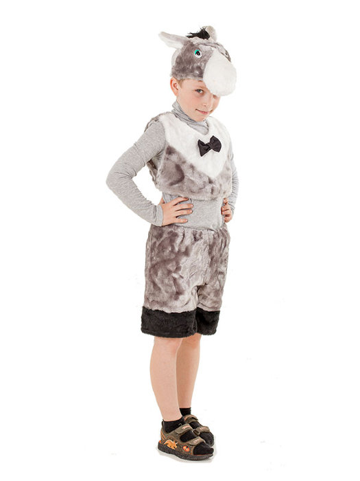 Костюм Ослик С1088 Карнавальный костюм для мальчика 4-8 лет, в комплекте шапочка, жилет и бриджи с хвостиком.