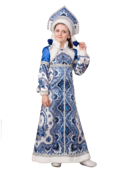 Костюм Снегурочка Варвара 1950 Новогодний костюм Снегурочка Варвара состоит из платья и головного убора
