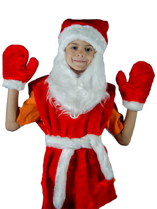 Костюм Морозик С1018 Детский костюм Морозик для мальчика 4-8 лет. Костюм состоит из шапочки с бородой, туники, варежек и кушака