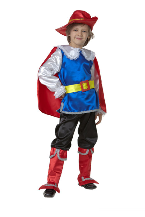Костюм Кот в сапогах 7016 Детский костюм любимого героя - Кота в сапогах для мальчиков. В комплекте: камзол с накидкой, брюки с сапогами, пояс, шляпа 