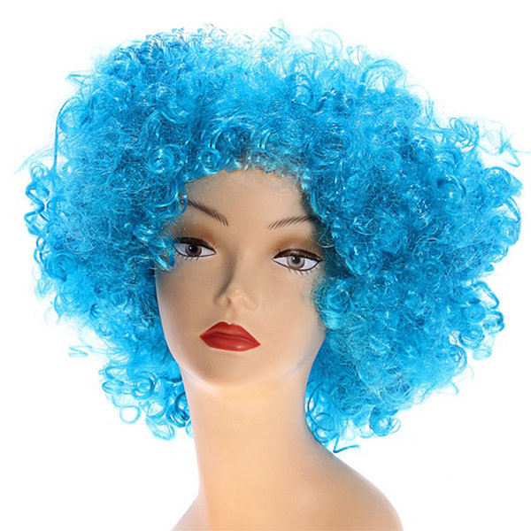 Парик голубой - кудри Карнавальный парик с голубыми волосами кудрявый. Размер взрослый