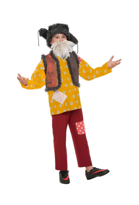Костюм дед Домовой 5013 Карнавальный костюм для мальчиков Домовой, в комплекте - рубашка с жилетом, штаны, ушанка и борода