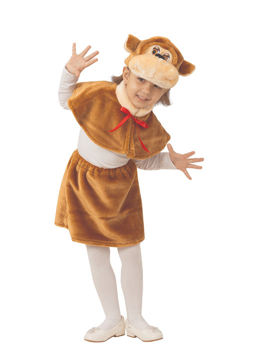 Костюм Обезьянка девочка 119 Детский костюм веселой обезьянки. В составе костюма: пелеринка, шапочка и юбка