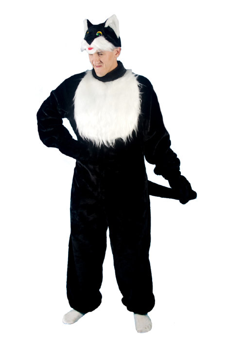 Костюм Кот КВ-14 Карнавальный костюм Кота на взрослого человека из искусственного меха. В комплекте: шапка, рукавицы, комбинезон