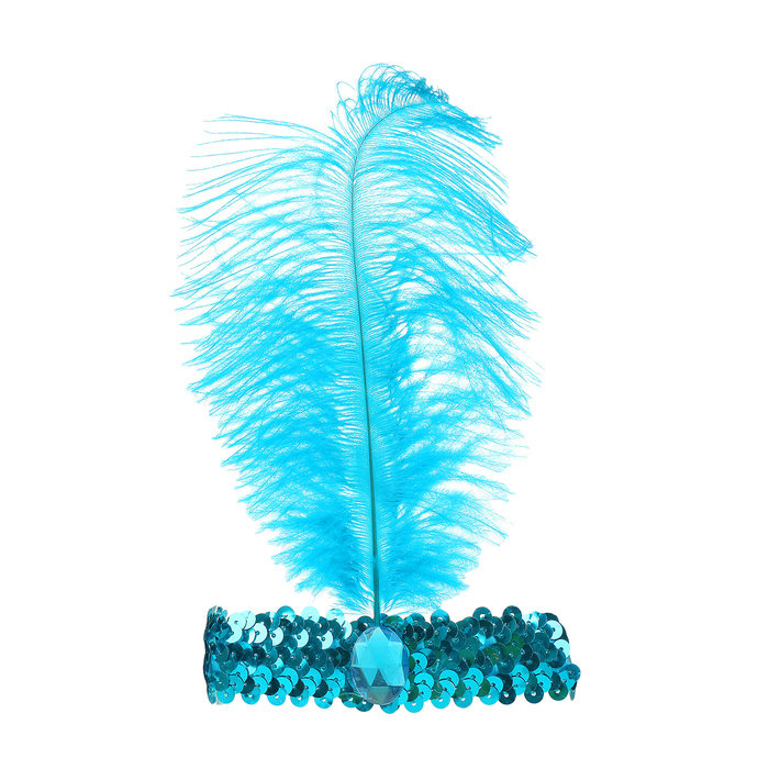 Повязка на голову с пером голубая Повязка на голову с голубая с пером. Размер упаковки  27,7 см × 15,5 см × 0,5 см