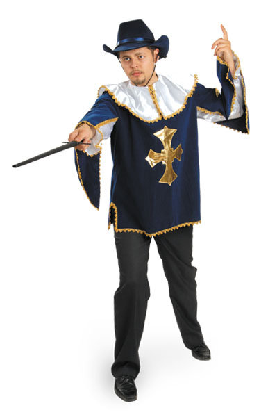 Костюм Мушкетер синий Б-6027-2 Мужской карнавальный костюм Мушкетера, синий. В комплекте: плащ и шляпа