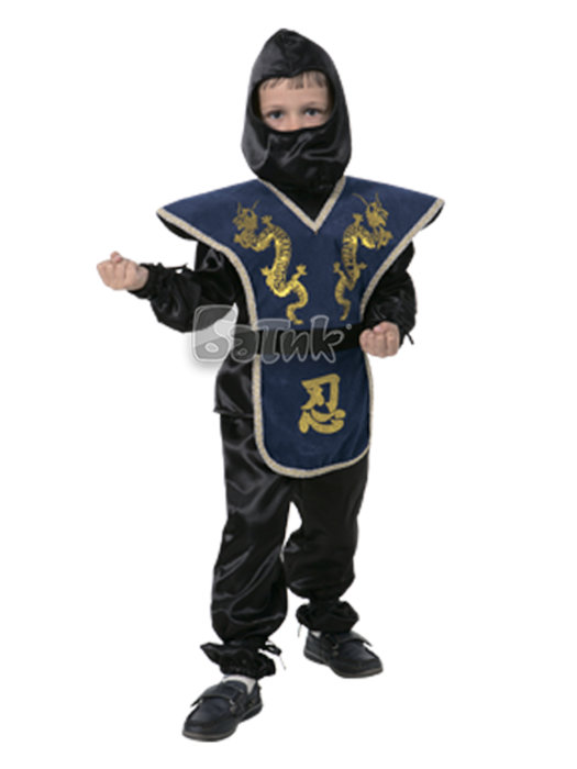 Костюм Ниндзя синий 7028 Костюм для мальчиков, любящих восточные единоборства. В комплекте: куртка с нагрудником, брюки, шапка + меч