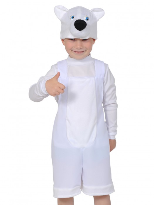 Костюм Мишка белый полярный 2009, ткань-плюш Костюм медведь белый полярный для мальчиков 5-8 лет. В комплекте шапочка, жилет, шорты