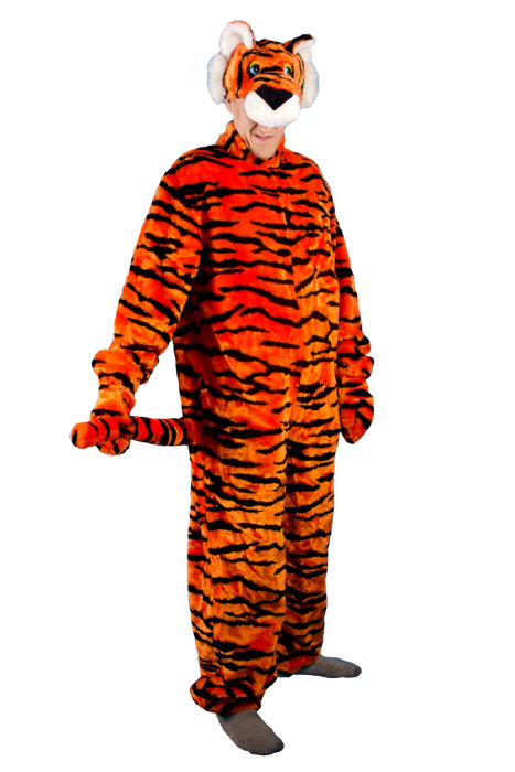 Костюм Тигр РКВ-16 Карнавальный костюм Тигра на взрослого человека. В комплекте: шапка, рукавицы, комбинезон