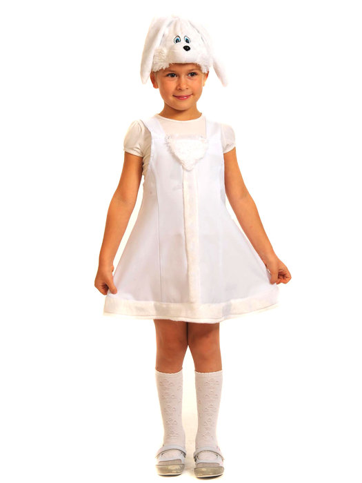 Костюм Заинька ткань-плюш 2006 Костюм Заинька для девочки. В комплекте: сарафан с хвостиком и шапочка с ушками