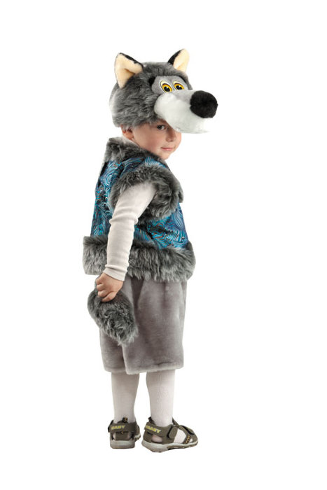 Костюм Волк Серый 205 Детский костюм Серый волк на мальчика 2-4 лет. В комплекте шапочка, шелковая безрукавка и шорты с хвостом