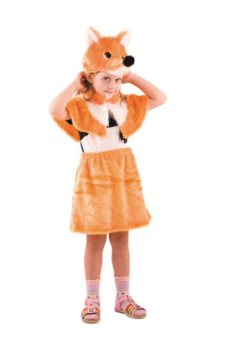 Костюм Лисичка-сестричка 509 Детский костюм для девочек 5-8 лет. В комплекте шапочка, пелерина и юбочка
