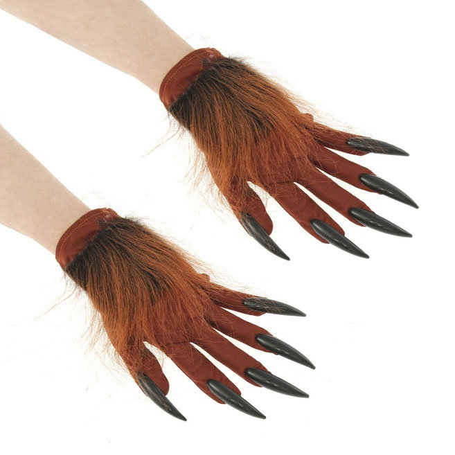 Карнавальные перчатки с когтями коричневые Перчатки коричневые с когтями для вечеринки в Хеллоуин